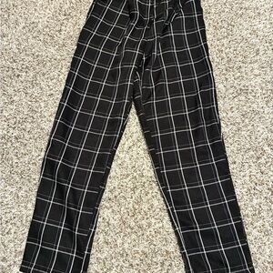 Grace Karin Black and White Plaid Straight Leg Pants